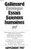 CATALOGUE ESSAIS, SCIENCES HUMAINES. SUPPLEMENT 1987.. ANONYME.