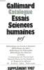 CATALOGUE ESSAIS, SCIENCES HUMAINES. SUPPLEMENT 1987.. ANONYME.
