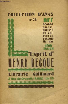 L'ESPRIT D'HENRY BECQUE. COLLECTION D'ANAS N° 28. COLLECTIF.
