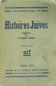 HISTOIRES JUIVES. COLLECTION : LES DOCUMENTS BLEUS N° 4