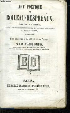 ART POETIQUE DE BOILEAU DESPREAUX NOUVELLE EDITION.. DRIOUX L ABBE.