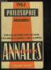ANNALES DEVELOPPEES. PHILOSOPHIE BACCALAUREAT 1962. EPREUVES DES RECENTS SESSIONS D EXAMENS CLASSES ET DEVELOPPEES.. COLLECTIF.