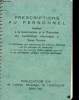 PRESCRIPTION AU PERSONNEL - EMPLOYE A LA CONSTRUCTION ET A L'ENTRETIEN DES INSTALLATIONS ELECTRIQUES A BASSE TENSION - PUBLICATION 514 - PREVENTION - ...
