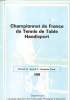 PROGRAMME - CHAMPIONNAT DE FRANCE DE TENNIS DE TABLE HANDISPORT - 16,17 ET 18 MAI 1986. COLLECTIF