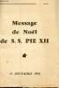 MESSAGE DE NOEL DE S.S PIE XII. COLLECTIF