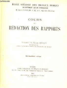 COURS DE REDACTION DES RAPPORTS. 18EME EDITION. PROFESSEUR GEORGIN CHARLES