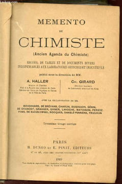 Mémento du chimiste - (ancien agenda du chimiste) - recueil de tables et de documents divers indispensables aux laboratoires officiels et industriels. ...