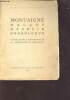 Montaigne, malade, médecin hydrologue - conférence à l'occasion du 4e centenaire de Montaigne. Dr Creyx Maurice