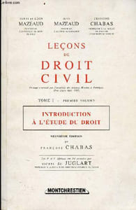 Leçons de droit civil - Tome 1 - Premier volume - Introduction à l'étude de droit - Neuvième édition
