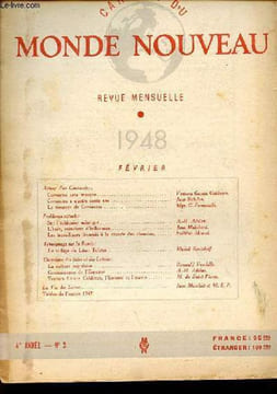 Cahiers du monde nouveau n°2 4e année février 1948 - Cervantes sans masque par Ventura Garcia Calderon - Cervantes à quatre cent ans par Jean Babelon ...