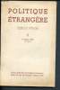 Politique étangère - N°4 - Août - Octobre 1954. Servoise René, Senghor Léopold, Deschamps Hubert