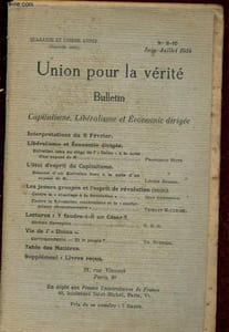 Union pour la liberté - n°9-10 - Juin, JUillet 1934 : Capitalisme, libéralisme et Economie dirigée