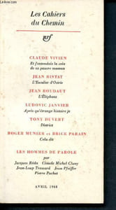 Les cahiers du chemin n°3 - Avril 1968 : L'escalier d'Osiris - L'éléphant - Les hommes de parole
