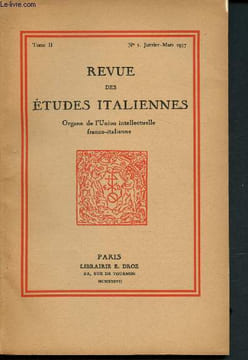 Revue des études italiennes - Organe de l'Union intellectuelle franco-italienne - Tome II - N°1 - Janvier, Marc 1937 : Stendhal et Canova - Fogazzaro ...