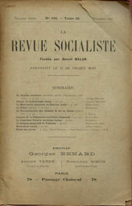 La revue socialiste - n°155 - Tome 26 - Novembre 1897 : Autour du catholicisme social - le mouvementy socialiste au quartier latin - La nationalisation des chemins de fer en Suisse - Congrès de la démocratie socialiste allemande- etc.