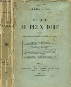 Ce que je peux dire, avec un portrait de Mme la Comtesse de Loynes