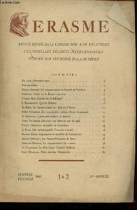Erasme n°1 & 2 - 1ère année - Janvier, Février 1946 : Le cinquantenaire de la mort de Verlaine, par Emile Henriot - Portrait de Paul Eluard par Claude Roy - de nieuwe roman van Jean-Paul Sartre, par Jo Boer - etc.