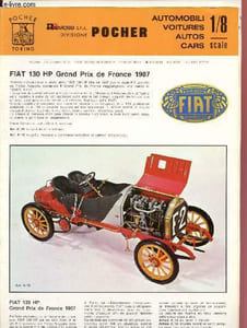 Catalogue de voitures miniatures - Pocher - Torino (automobili, voitures, autos, cars 1/8 scale) : Fiat 130 HP Grand Prix de France 1907 - Rolls Royce Phantom II, Drop Head Sedacance Coupé 1932 - Spider touring grand sport 1932 Alfa Romeo - Alfa Romeo 8 C