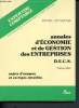 Annales d'économie et de gestion des entreprises - D.E.C.S. - Expertise comptable - sujets d'examen corrigés détaillés. Vizzavona Patrice