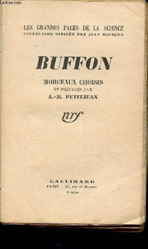 Buffon morceaux choisis - collection les grandes pages de la sciences. Buffon, Petitjean A-M.