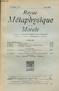 Revue de métaphysique et de morale n°2 - 45e année avril 1938 - Lettres à Felix Ravaisson - La loi de Causalité - Les normes formelles du raisonnement ...