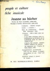 Peuple et culture - Fiche musicale : Jeanne au bucher.