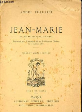 Jean-Marie - Drame en un acte, en vers.. Theuriet André