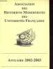 Annuaire 2002-2003 - Association des historiens modernistes des universités françaises.. Collectif