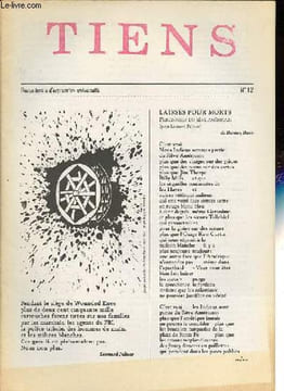 Tiens n°12 - Laissés pour morts - Left for dead - La mystique et ll'enthousiasme - L'épingle du jeu - Le passage - Le métier d'artiste - etc.. ...