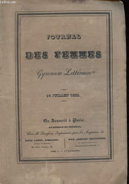 Journal des femmes - Gymnase littéraire - 14 juillet 1832, tome 1, 11e livraison - Correspondance - Voyage dans le midi de la France - Des demoiselles ...