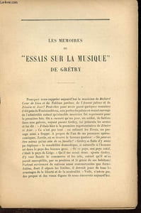 "Extrait de la Revue des deux mondes : Les mémoires ou ""Essais sur la musique"" de Grétry."