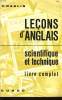 LECONS D'ANGLAIS scientifique et technique livre complet. P. NASLIN