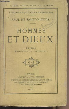 "Hommes et Dieux -Etudes d'histoire et de littérature - ""Bibliothèque contemporaine""". De Saint-Victor Paul