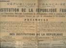 République Française, Liberté - Eglité - Fraternité - Constitution de la République française adoptée par l'Assemblée Nationale Constituante le 29 ...