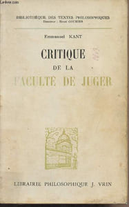 "Critique de la faculté de juger - ""Bibliothèque des textes philosophiques"""