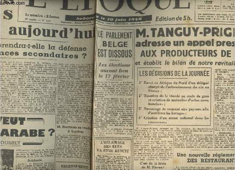 L'époque - n°1317 10e année - jeudi 10 janv.46 -L'assemblée des nations unies s'ouvre aujourd'hui, L'Angleterre prendra-t-elle la défense des ...
