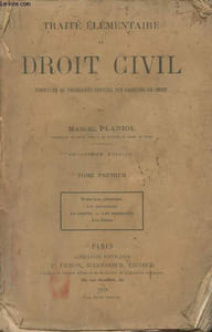 Traité élémentaire de Droit Civil conforme au programme officiel des facultés de droit - Tome 1- 3e édition