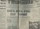 A la une - Fac-similé 49- vol. 7- L'Humanité sam. 8 mai 1954 - Pour que la pais l'emporte à Genève - Après 8 semaines de sanglants combats, ...