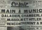 A la une - Fac-similé 1- vol.5 -Ce Soir 2e année n°575 jeudi 29 sept. 38- Demain à Munich, MM. Daladier, Chamberlain, Mussolini et Hitler se ...