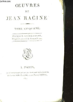 OEUVRES DE JEAN RACINE. TOME CINQUIEME.. JEAN RACINE