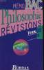 MEMO BAC PHILOSOPHIE, REVISIONS, TERM. ES, S.. CHRISTIAN ROCHE