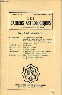 Les cahiers astrologique N°167 Novembre décembre 1973 Sommaire: Enquête sur Pluton; Les éclipses; Une letrre d'Israël; L'astrologie relativiste et la ...