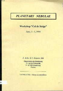 "Planetary Nebulae Workshop ""Col de Steige"" June 3-5, 1994"