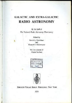 galactic and extra galactic radio astronomy. Verschuur Gerrit L. and Kellermann Kenneth I.