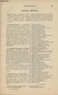 LA REVUE HORTICOLE 1891 N° 21 - 1er nov. -Le tarif des douanes - Le commerce des arbustes à feuilles persistantes - Ecole d'horticulture de Versailles ...