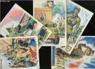 Série de 5 cartes postales en couleurs représentant le Maréchal Leclerc. Contribution de un franc à la Souscription Nationale pour l'érection du ...