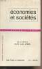 Cahiers de l'I.S.E.A. Série S - 11 Juin 1967 n°6 - Economies et sociétés - Avant-propos - De la philosophie à l'économie politique - Le Capital ...