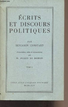 Ecrits et discours politiques - Tome I. Constant Benjamin