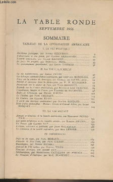 La Table Ronde, septembre 1956 - Tableau de la civilisation américaine - I. La vie politique - Problèmes politiques par André Siegfried - L'Américain ...