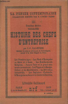 "Histoire des chefs d'entreprise - ""La pensée contemporaine"" - III - 3e section, sociologie". Palewski J.-P.